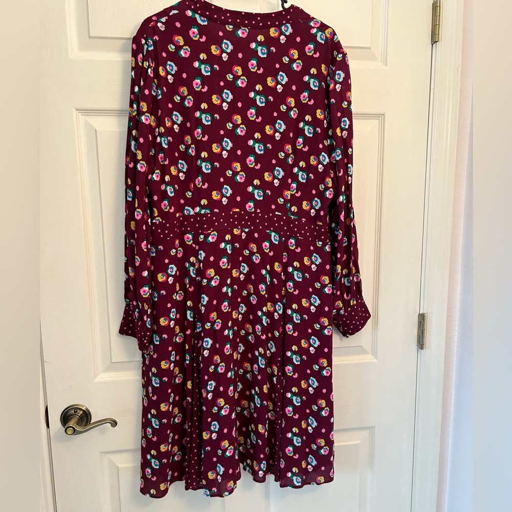 Boden Burgundy Floral Long Sleeve Dress - Picture 5 of 11